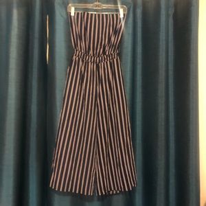 Lulus Strapless Striped Back-Tied Jumpsuit